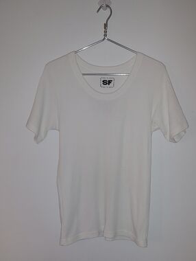 Forelli White Ribbed Short Sleeve Tee